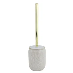 PORTASCOPINO BAGNO WC TOILETTE BIANCO DESIGN ETNICO BORDO DORATO CON SCOPINO 87793