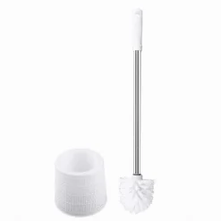 PORTASCOPINO CON EFFETTO RATTAN BIANCO PER BAGNO WC TOILETTE CON SCOPINO 79823