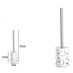 PORTASCOPINO GRANIGLIA BIANCO MULTICOLORE CON SCOPINO ACCESSORIO ARREDO BAGNO 69837