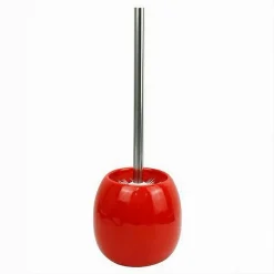 PORTASCOPINO IN CERAMICA ROSSO CON SCOPINO MODERNO ACCESSORIO ARREDO BAGNO 79263