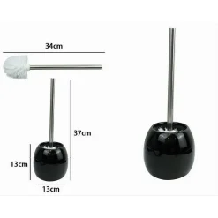 PORTASCOPINO IN CERAMICA NERO CON SCOPINO MODERNO ACCESSORIO ARREDO BAGNO 79251