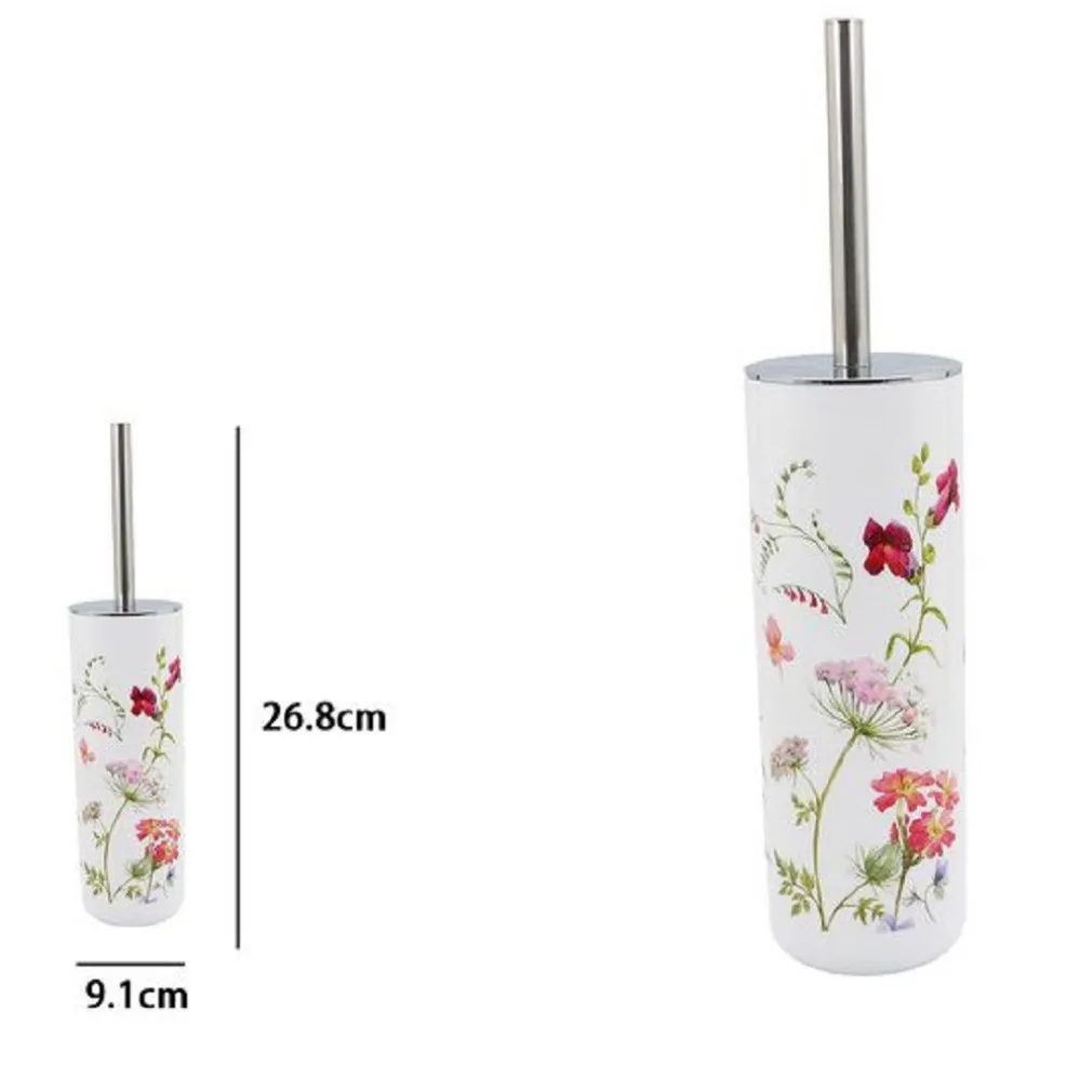 PORTASCOPINO IN PLASTICA BIANCO 9.1X26.8CM SCOPINO BAGNO WC TOILETTE FIORI 69926