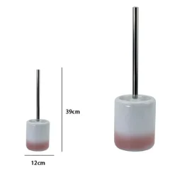 PORTASCOPINO PER ARREDO BAGNO WC TOILETTE BIANCO ROSA CON SCOPINO COMPLETO 59909