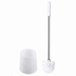 PORTASCOPINO ROTONDO DECORATO BIANCO PER BAGNO WC TOILETTE CON SCOPINO 79822