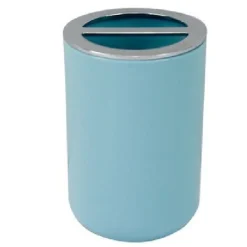 PORTASPAZZOLINI BICCHIERE ACCESSORI BAGNO 2FORI CELESTE SILVER CONTENITORE 79887