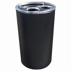 PORTASPAZZOLINI BICCHIERE DENTIFRICIO ACCESSORI ARREDO BAGNO NERO A 3 FORI 79194