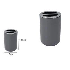 PORTASPAZZOLINI BICCHIERE ACCESSORI BAGNO 2 FORI GRIGIO SILVER CONTENITORE 79893