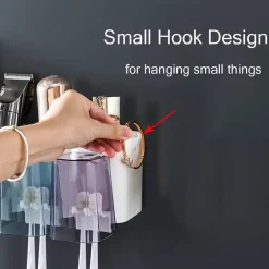 PORTASPAZZOLINO ADESIVO MULTIFUNZIONE ORGANIZER PER SPAZZOLINO DENTI CON 4 TAZZE + 4 SLOT