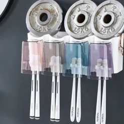 PORTASPAZZOLINO ADESIVO MULTIFUNZIONE ORGANIZER PER SPAZZOLINO DENTI CON 4 TAZZE + 4 SLOT