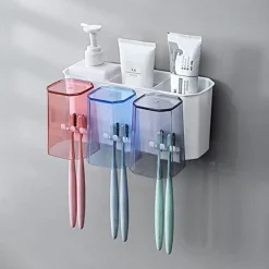 PORTASPAZZOLINO CREATIVO DA PARETE PER DENTIFRICIO CON CUSCINETTI ADESIVI PER BAGNO