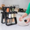 PORTASPEZIE GIREVOLE A 360° CON 18 BARATTOLI SPEZIE DA CUCINA CON SUPPORTO RUOTA