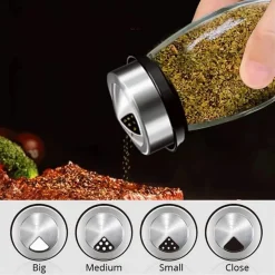 PORTASPEZIE GIREVOLE CON 6 BARATTOLI IN VETRO TAPPI SPARGISPEZIE ORGANIZER CUCINA