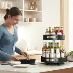 PORTASPEZIE ORGANIZER MENSOLA GIREVOLE A 360° PER CUCINA BAGNO SOGGIORNO CAMERA 2 LIVELLI