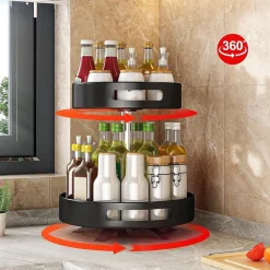 PORTASPEZIE ORGANIZER MENSOLA GIREVOLE A 360° PER CUCINA BAGNO SOGGIORNO CAMERA 2 LIVELLI