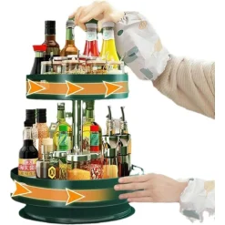 PORTASPEZIE ORGANIZER MENSOLA GIREVOLE A 360° PER CUCINA BAGNO SOGGIORNO CAMERA 2 LIVELLI