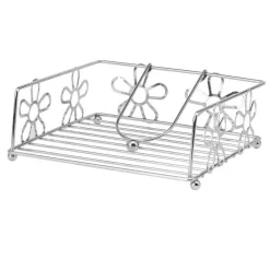 PORTATOVAGLIOLI PORTA TOVAGLIOLI DA TAVOLA CUCINA METALLO CROMATO FIORI 640727