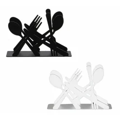 PORTATOVAGLIOLI SALVIETTE METALLO VERNICIATO POSATE FORCHETTE FAZZOLETTI 13.5X9X4CM