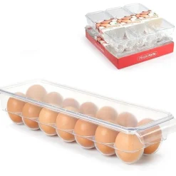 PORTAUOVO PORTA UOVO 14 POSTI CON DIVISORIO PER UOVA IN PLASTICA BOX TRASPARENTE