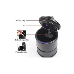 POSACENERE AUTO CON LED BLU PORTACENERE A BARATTOLO CON LUCE UFFICIO CAMPER