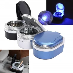 POSACENERE CON LUCE LED ADESIVO PER UFFICIO CENERIERA TAVOLO AUTO ACCESSORIO UNIVERSALE