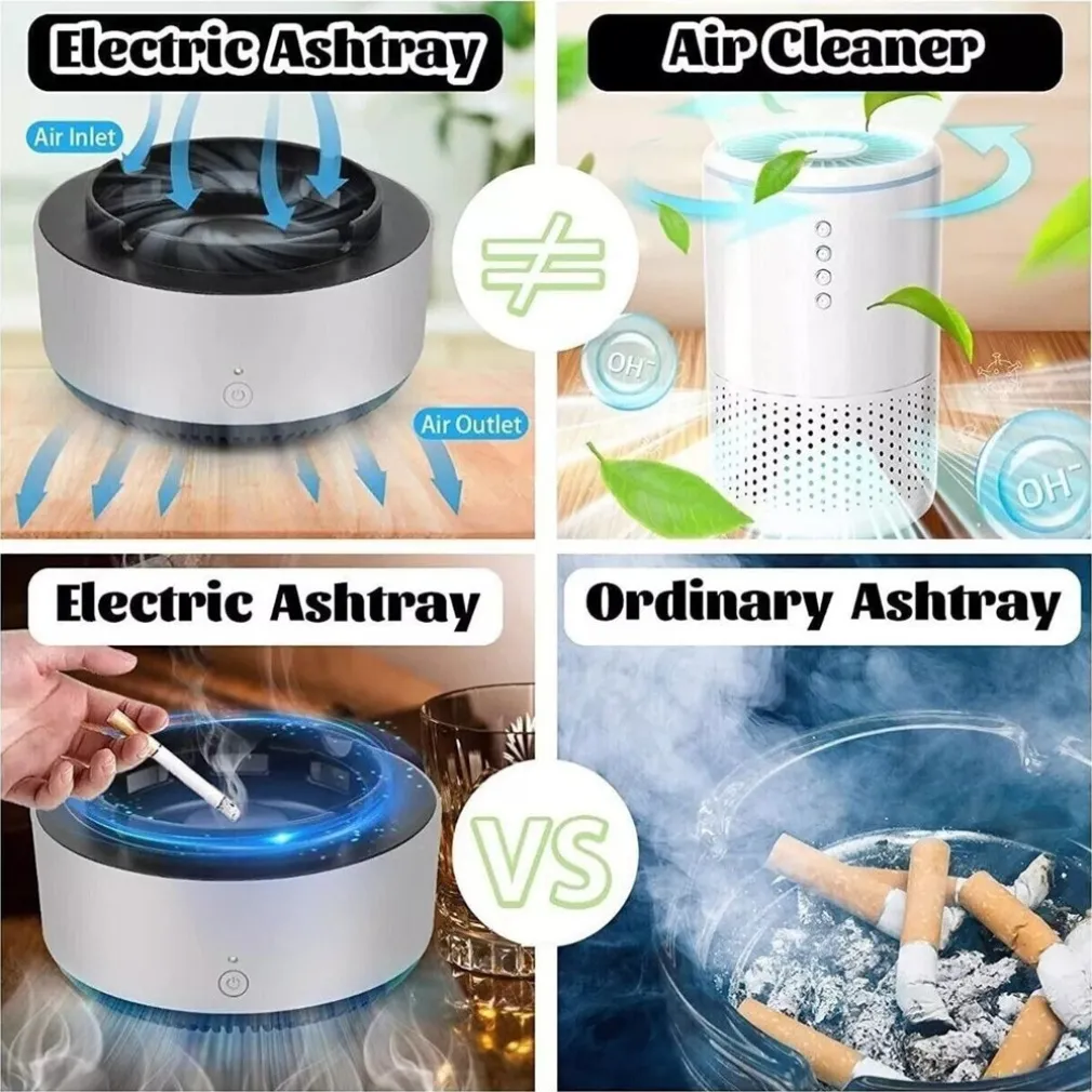 POSACENERE ELETTRICO ASPIRAFUMO FILTRO PURIFICATORE PORTACENERE INTELLIGENTE