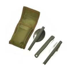 POSATE PIEGHEVOLI FORCHETTA CUCCHIAO CORTELLO ACCIAIO CON ASTUCCIO CAMPEGGI VIAGGI