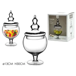 POTICHE IN VETRO COFANETTO CON COPERCHIO Ø13XH30CM PER DOLCI CARAMELLE OGGETTO DECORATIVO
