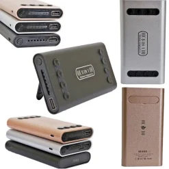 POWER BANK 5 IN 1 CARICATORE WIRELESS SENZA FILI QI LED 10000MAH CARICA BATTERIA