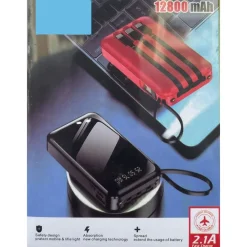 POWER BANK CARICATORE PORTATILE CAPACITÀ 12800MAH RICARICA RAPIDA 2.1A SMARTPHONE TABLET