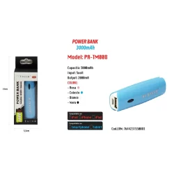 POWER BANK 3000MAH CARICABATTERIE USB PER SMARTPHONE BATTERIA ESTERNA MAXTECH PA-TM008