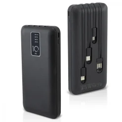 POWER BANK 20000mah CARICABATTERIE PORTATILE VELOCE CON 4 CAVI USB CARICA RAPIDA