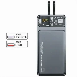 POWER BANK PORTATILE CARICABATTERIA 20000MAH SUPER CHARGE PD TYPE-C USB PA-TM017