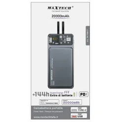 POWER BANK PORTATILE CARICABATTERIA 20000MAH SUPER CHARGE PD TYPE-C USB PA-TM017