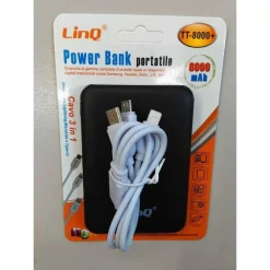POWER BANK SOTTILE BATTERIA SUPPLEMENTARE 8000 MAH DOPPIA USB CAVO 3IN1 TT-8000+