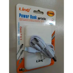 POWER BANK SOTTILE BATTERIA SUPPLEMENTARE 8000 MAH DOPPIA USB CAVO 3IN1 TT-8000+