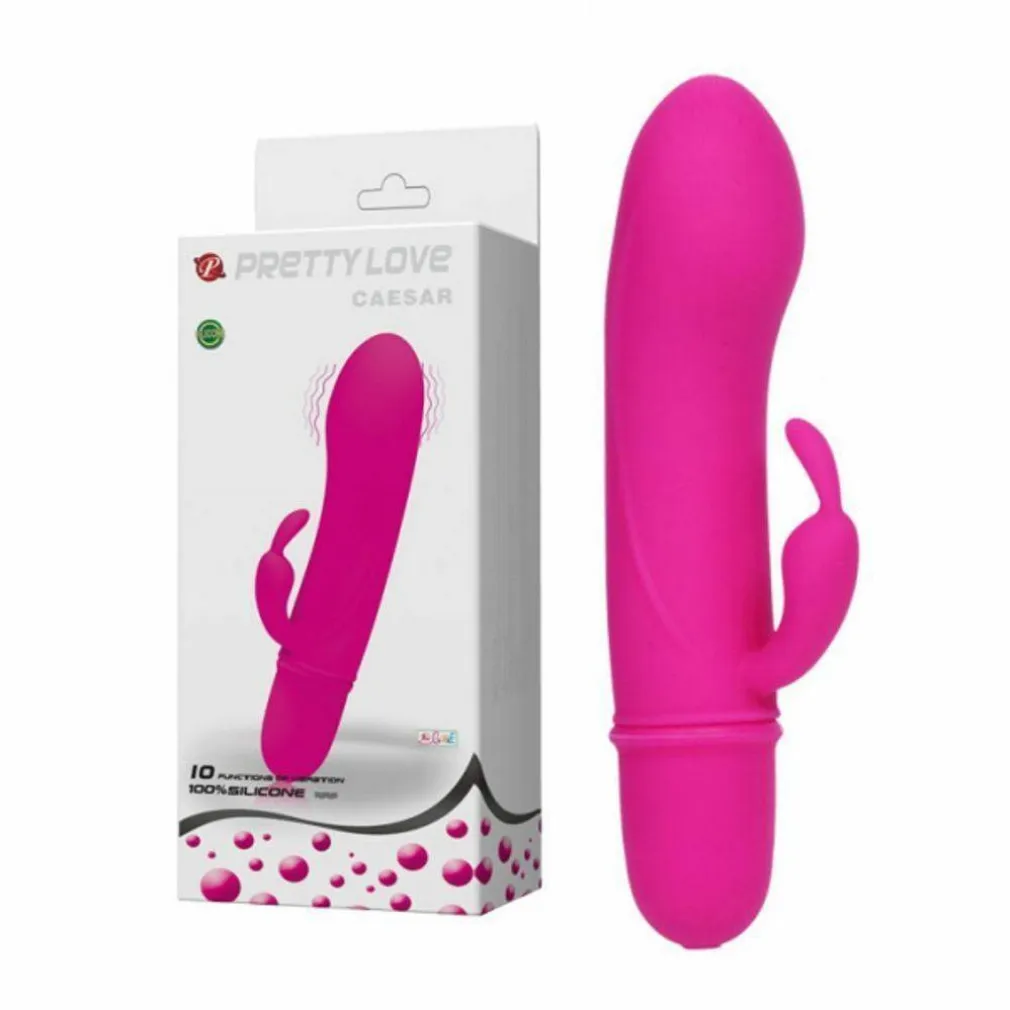 PRETTY LOVE CAESAR VIBRATORE 10 FUNZIONI VAGINA E CLITORIDE RABBIT IN SILICONE