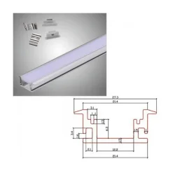 PROFILO AD INCASSO IN ALLUMINIO 2 MT CON COPERTURA OPACA PER STRIP LED AL-13