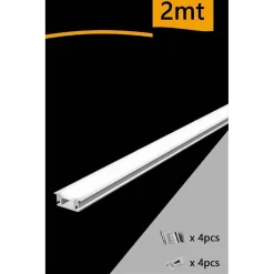PROFILO AD INCASSO IN ALLUMINIO 2 MT CON COPERTURA OPACA PER STRIP LED AL-13