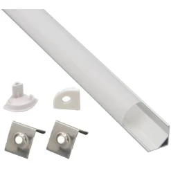 PROFILO ANGOLARE IN ALLUMINIO PER STRISCE LED A SUPERFICIE CON COPERTURA OPACA 2MT AL-04-S