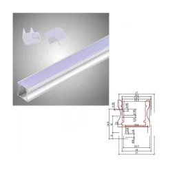 PROFILO IN ALLUMINIO 2 MT INCASSO COPERTURA OPACA PER STRIP LED STRISCE AL-09