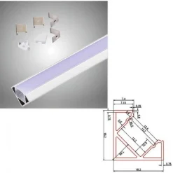 PROFILO IN ALLUMINIO DA 2MT ANGOLARE COPERTURA OPACA PER STRIP LED STRISCE AL-06