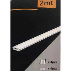 PROFILO IN ALLUMINIO DA 2MT SLIM CON COPERTURA OPACA PER STRIP LED STRISCE AL-02