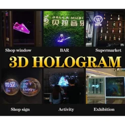 PROIETTORE DI OLOGRAMMA 3D 42CM PROIEZIONE OLOGRAFICA TRIDIMENSIONALE PER ANDROID WIFI