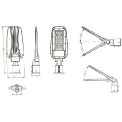 PROIETTORE FARO ARMATURA STRADALE LED 50W CON SNODO DA ESTERNO IP65 LUCE 6500K RL02-50W