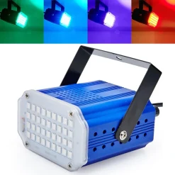 PROIETTORE FARO EFFETTO STROBO LED LUCE BIANCA CONTROLLO MUSICALE REGOLABILE