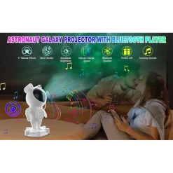 PROIETTORE GALASSIA LUCE NOTTURNA FORMA ASTRONAUTA ALTOPARLANTE BLUETOOTH TELECOMANDO