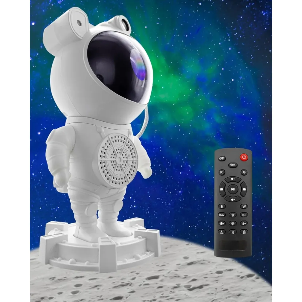 PROIETTORE GALASSIA LUCE NOTTURNA FORMA ASTRONAUTA ALTOPARLANTE BLUETOOTH TELECOMANDO