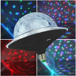 PROIETTORE LAMPADA CASSA BLUETOOTH LED RGB SPEAKER DISCOTECA E27 TELECOMANDO