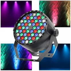 PROIETTORE SLIM DMX512 EFFETTO LUCE FLAT PAR LIGHT RGB+W ALTA LUMINOSITA 54 LED