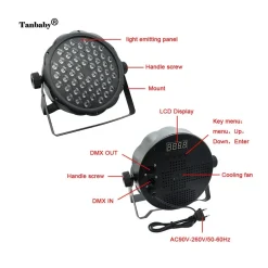 PROIETTORE SLIM DMX512 EFFETTO LUCE FLAT PAR LIGHT RGB+W ALTA LUMINOSITA 54 LED